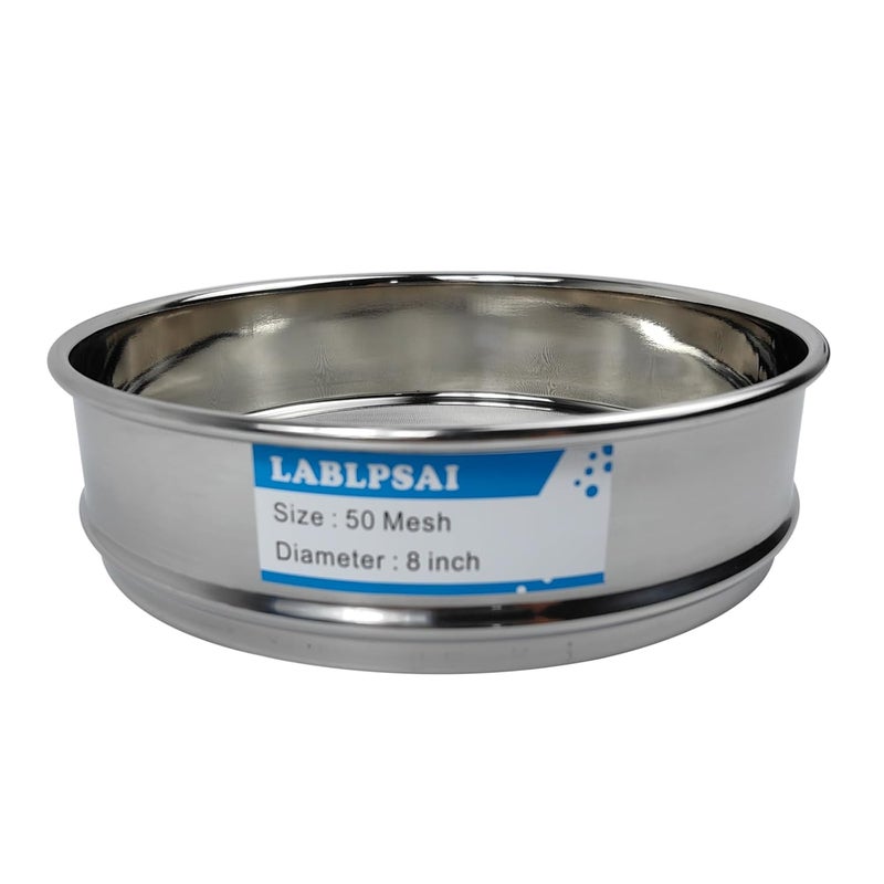 LABLPSAI 50 Mesh Lab Sieves 8" Diameter 304 Stainless Steel Wire Cloth Test Sieve for Industrial Laboratory Home - Image 1